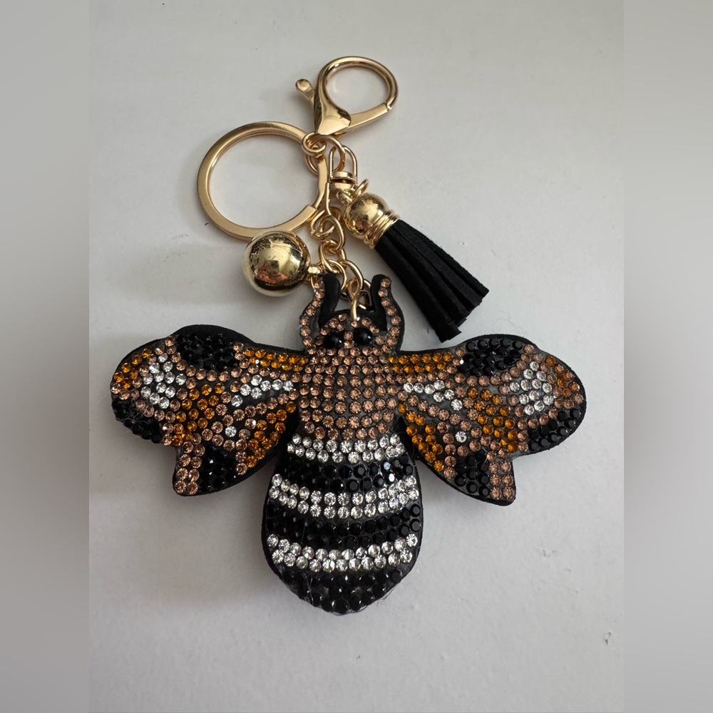 Elegant Gold and Black Bee Keychain